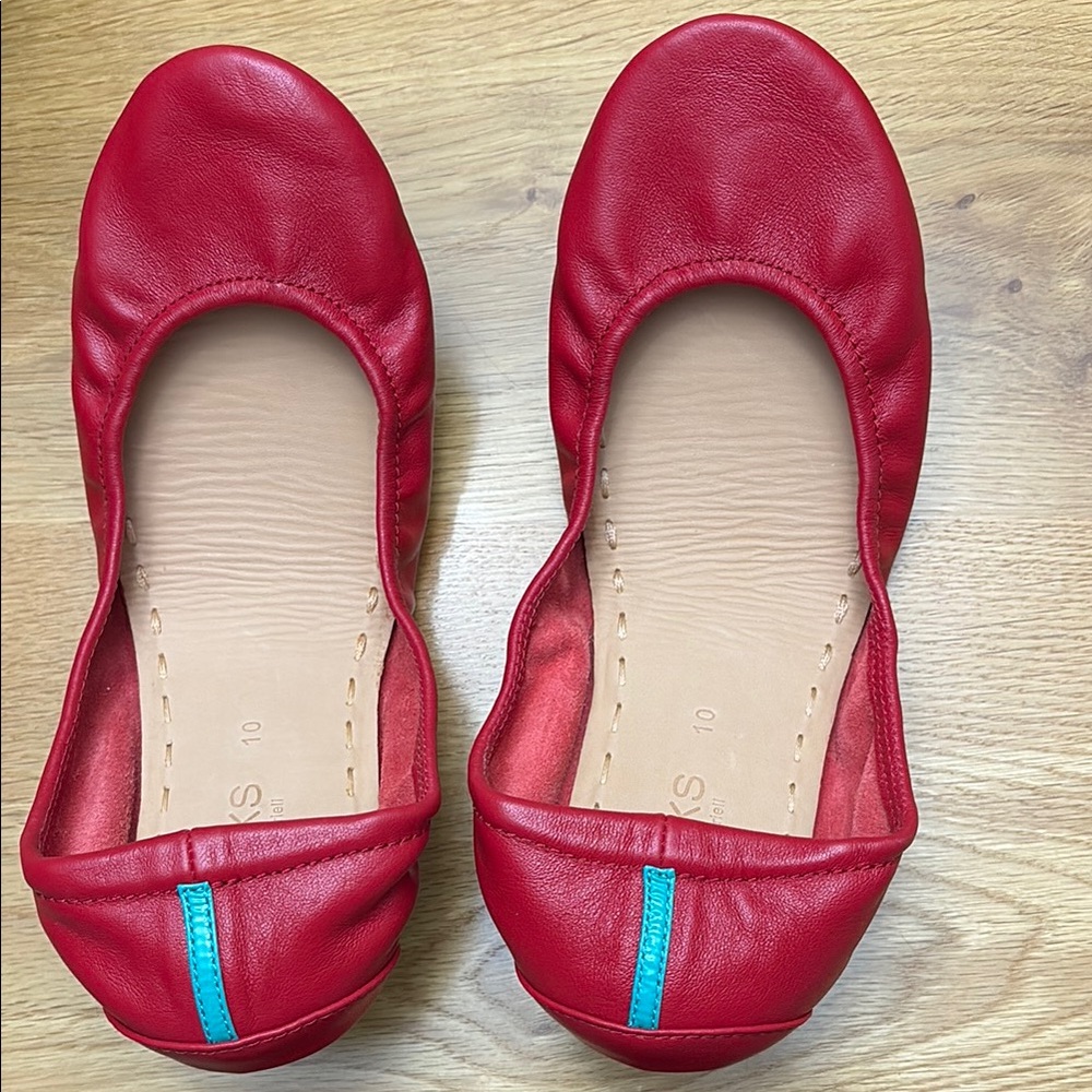 Red Leather Ballet Flats